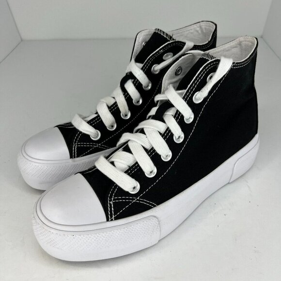 No Boundaries Mens Black High Top Canvas Lace Up Memory...